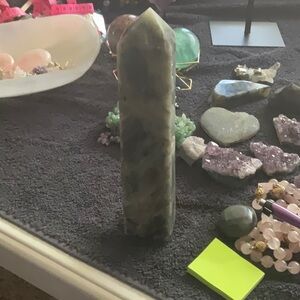 Labradorite Crystal Tower with Pink Flash